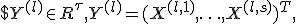 $$Y^{(l)} \in R^\tau, Y^{(l)} = (X^{(l,1)}, \ldots, X^{(l,s)})^T,$