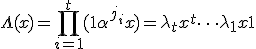 \Lambda(x) = \prod_{i=1}^t(1+\alpha^{j_i}x) = \lambda_tx^t+\dots+\lambda_1x+1