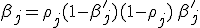 \beta_j = \rho_j (1 - \beta'_j) + (1 - \rho_j)\, \beta'_j