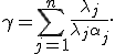 	\gamma = \sum_{j=1}^n \frac{\lambda_j}{\lambda_j + \alpha_j}.