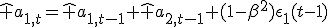 \hat a_{1,t}=\hat a_{1,t-1}+\hat a_{2,t-1}+(1-\beta^2)\eps_1(t-1)