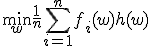 \min_{w} \frac{1}{n} \sum_{i=1}^n f_i(w) + h(w)