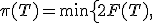 \pi(T) = \min \left\{ 2F(T),\; 2(F(T)-1) \right\}.