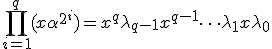 \prod_{i=1}^q(x+\alpha^{2^i}) = x^q+\lambda_{q-1}x^{q-1}+\dots+\lambda_1x + \lambda_0