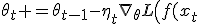 
\theta_t =
\theta_{t-1}
-
\eta_t
\nabla_{\theta}
L\left(f(x_t;\theta_{t-1}),y_t\right)
