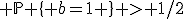 H''_1:\; \mathbb{P} \{ b=1 \} > 1/2