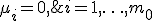  \mu_i \sim N(1, 0.1), \; i=1,\ldots,m_0; \;\; \mu_i = 0, \; i=m_0+1,\ldots,m.