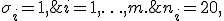   \sigma_i=1, \; n_i=20, \; i=1,\ldots,m. 