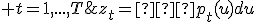 z_{t}=∫p_{t}(u)du; t=1,...,T