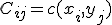 C_{ij} = c(x_i, y_j)
