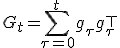 G_t = \sum_{\tau=0}^t g_\tau g_\tau^\top