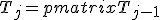 T_j = \begin{pmatrix}
T_{j-1} & & t_{j} \\       
0 & & t_{jj}
\end{pmatrix}