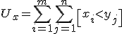 U_x = \sum_{i=1}^m \sum_{j=1}^n \left[ x_i < y_j\right];