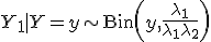 Y_1\mid Y = y \sim \mathrm{Bin}\left(y, \frac{\lambda_1}{\lambda_1+\lambda_2}\right) 