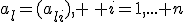 a_l=(a_{li}), \, i=1,... n