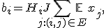 
b_i = H_i + J\sum_{j:(i,j) \in E}\mathbb{E}x_j,

