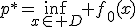 p^*=\inf_{x\in D} f_0(x)