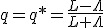 q=q*=\frac{L-\Lambda}{L+\Lambda}