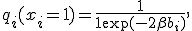 
q_i(x_i = 1) = \frac{1}{1 + \exp(-2\beta b_i)},

