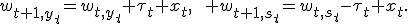 w_{t+1,y_t}=w_{t,y_t}+\tau_t x_t,\qquad w_{t+1,s_t}=w_{t,s_t}-\tau_t x_t.