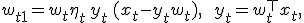 w_{t+1} = w_t + \eta_t\, y_t\,(x_t - y_t w_t), \qquad y_t = w_t^\top x_t,