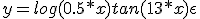 y=log(0.5*x) + tan(13*x)+\epsilon